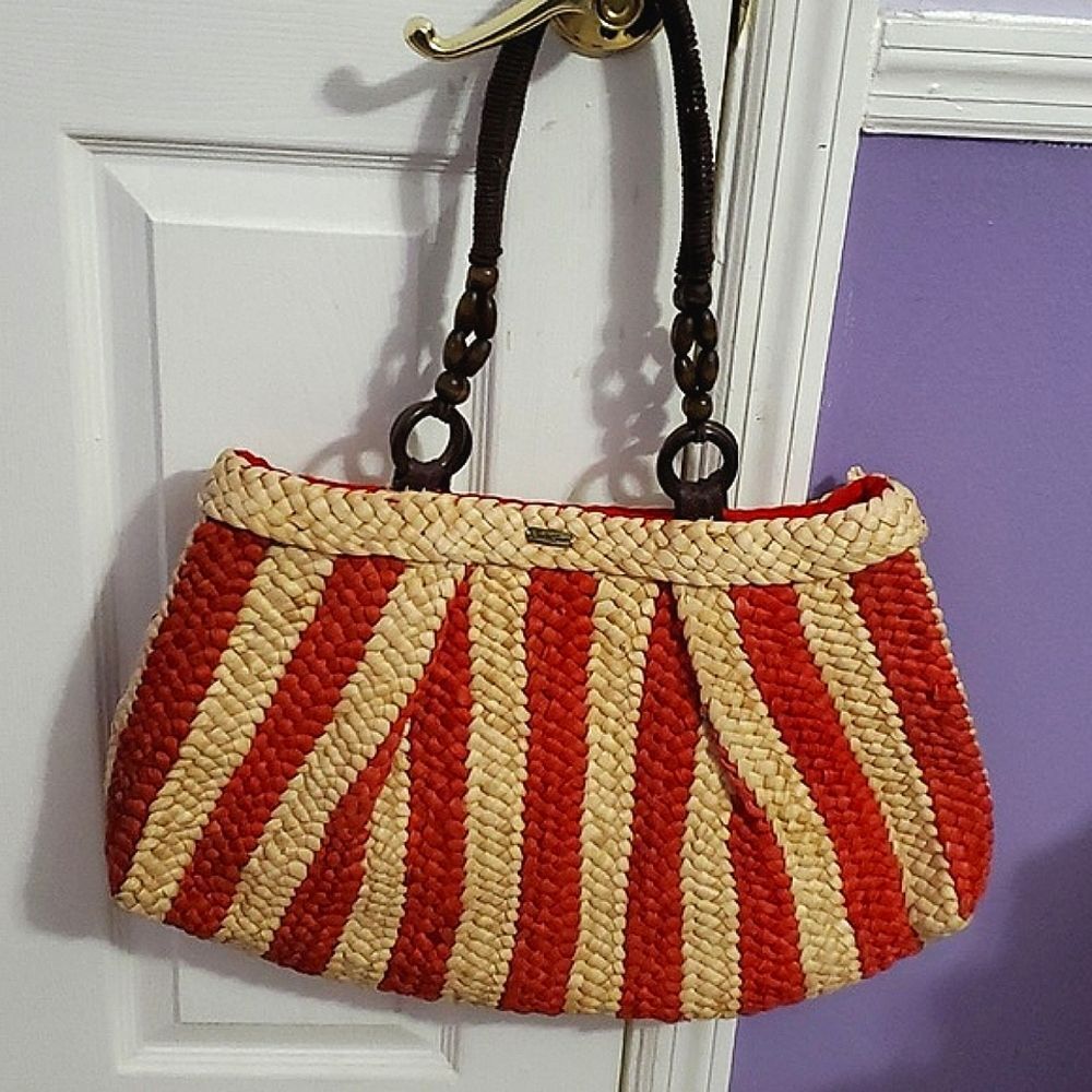 Sun N Sand Y2K Retro Stripped Extra Large Boho Beach Straw Tote Bag